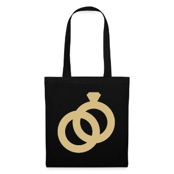 Alliance icône bagues mariage bague cadeau - Sac en tissu - noir - Devant