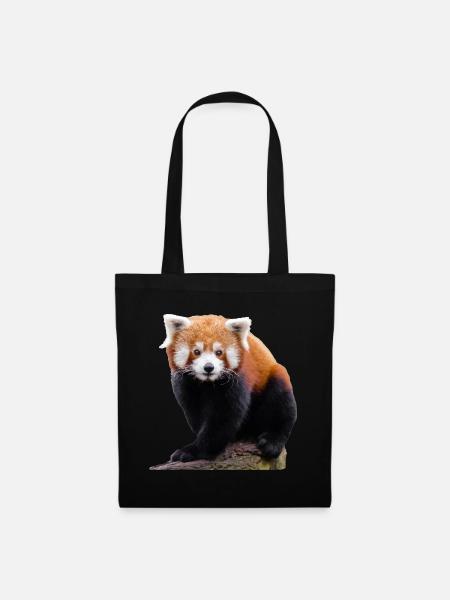 Kleiner Roter Panda süß und niedlich Katzenbär - Stoffbeutel - Schwarz