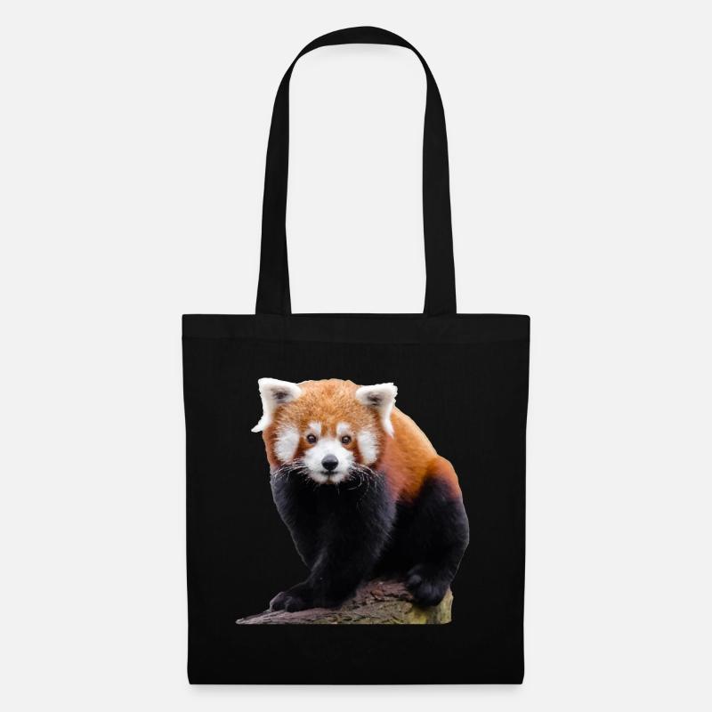 Doux petit panda rouge et mignon chat ours - Sac en tissu - noir
