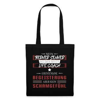 Berner Senner Hund Life Coach - Stoffbeutel - Schwarz - Vorne