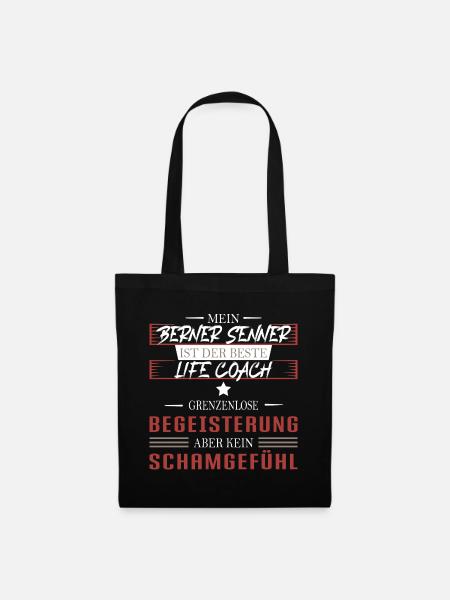 Berner Senner Hund Life Coach - Stoffbeutel - Schwarz