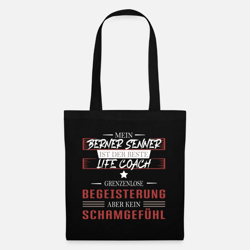 Berner Senner Hund Life Coach - Stoffbeutel - Schwarz