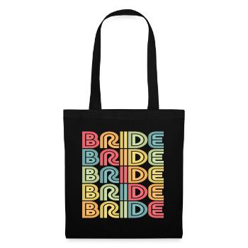 Retro Bride Matching Mariage Couple Fiançailles - Sac en tissu - noir - Devant
