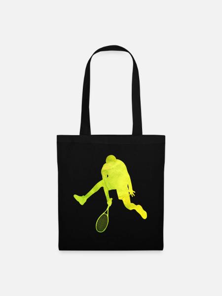 Tennisspieler Tennisschläger Tennisplatz Geschenk - Stoffbeutel - Schwarz