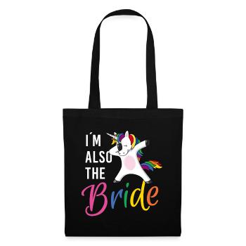LGBTQ also bride Einhorn Junggesellinnenabschied - Stoffbeutel - Schwarz - Vorne