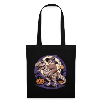 Sloth rides a dinosaur on Halloween - Tote Bag - black - Front