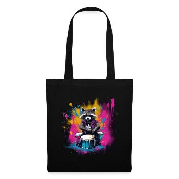 Raccoon Drummer Music Animal Drums - Tote Bag - black - Front
