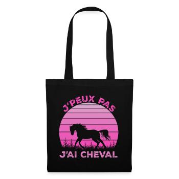 J'Peux Pas J'ai Cheval Animal Equitation - Sac en tissu - noir - Devant