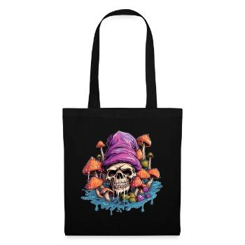 Pilze, Totenkopf, Halloween - Stoffbeutel - Schwarz - Vorne