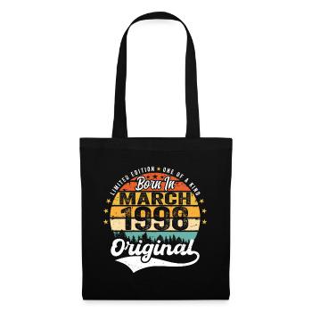 Mars 1998 Vintage Vintage Retro Anniversaire 1998 - Sac en tissu - noir - Devant