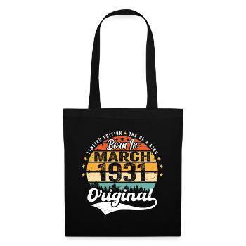 Mars 1931 Vintage Vintage rétro anniversaire 1931 - Sac en tissu - noir - Devant