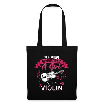 Never underestimate a Girl with a Violin - Stoffbeutel - Schwarz - Vorne