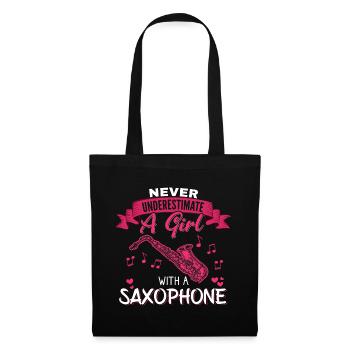 Never underestimate a Girl with a Saxophone - Stoffbeutel - Schwarz - Vorne