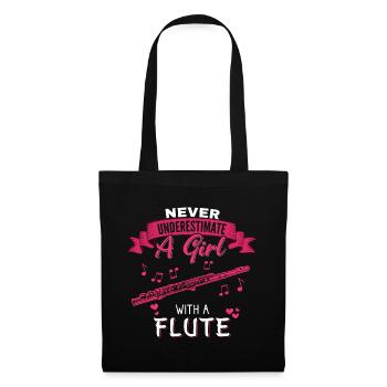 Never Underestimate a Girl with a Flute - Stoffbeutel - Schwarz - Vorne