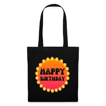 HAPPY BIRTHDAY FLOWER POWER 60s 70s - Sac en tissu - noir - Devant