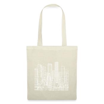 Großstadt Metropole mit Wolkenkratzern - Lineart - Stoffbeutel - Natur - Vorne