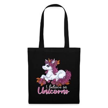 I believe in Unicorns Niedliches Einhorn Geschenk - Stoffbeutel - Schwarz - Vorne