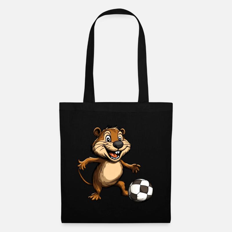 Biber Fussball - Stoffbeutel - Schwarz