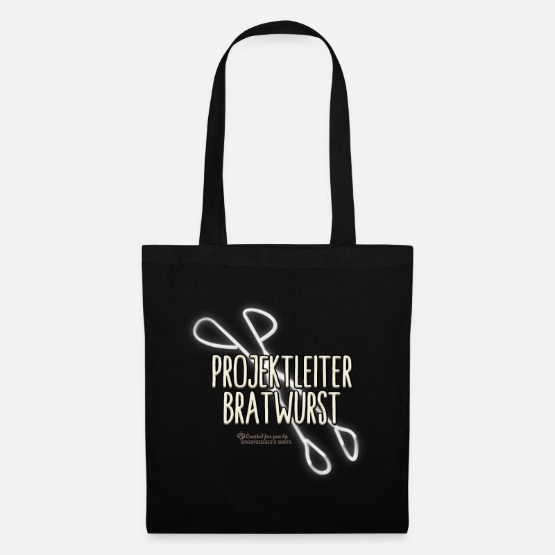 Grill T-Shirt Projektleiter Bratwurst Grillzange - Stoffbeutel - Schwarz