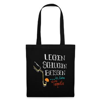 Lecken Schlucken Beissen Ich Liebe Tequila - Stoffbeutel - Schwarz - Vorne