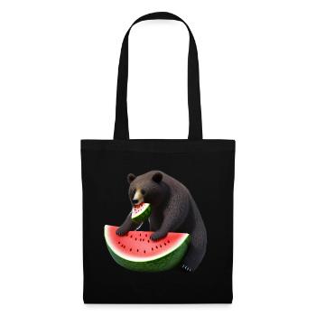 Ours à la pastèque - Sac en tissu - noir - Devant