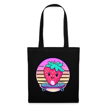 Strawberry skateboard in sunset - Tote Bag - black - Front