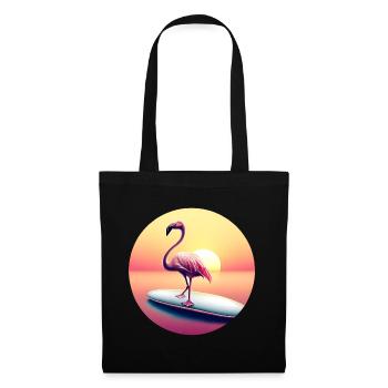 Surfing flamingo in sunset - Tote Bag - black - Front