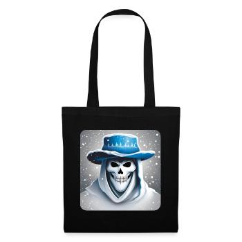 Grinning skull in hoodie with hat and snow - Tote Bag - black - Front
