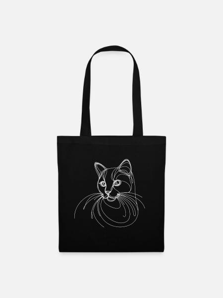 Katzenlinienzauber - Stoffbeutel - Schwarz