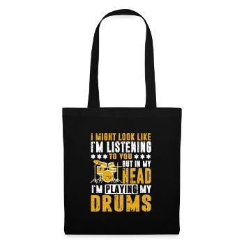 Drums Schlagzeug Schlagzeuger Drumsticks Rocknroll - Stoffbeutel - Schwarz - Vorne