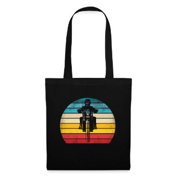 Motorrad Retro Vintage Motocross Biker Bike - Stoffbeutel - Schwarz - Vorne