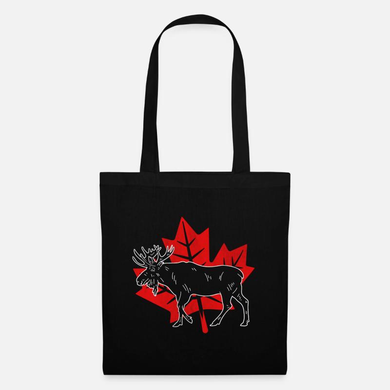 Canadian Elk Canada Drapeau Canada Feuille d'érable - Sac en tissu - noir