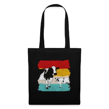 Vache, vache, rétro, ferme, ferme, ferme, ferme - Sac en tissu - noir - Devant