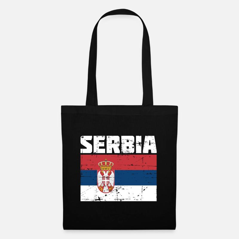 Serbien Serbia Flagge tshirt Geschenk - Stoffbeutel - Schwarz