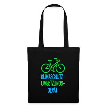 Klimaschutz Umsätzungs Gerät Fahrrad Geschenk - Stoffbeutel - Schwarz - Vorne