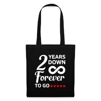 2 Years Down forever to Go Hochzeitstag Geschenk - Stoffbeutel - Schwarz - Vorne