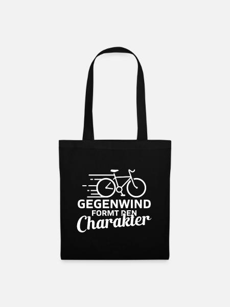 Gegenwind formt den Charakter Fahrrad Geschenk - Stoffbeutel - Schwarz