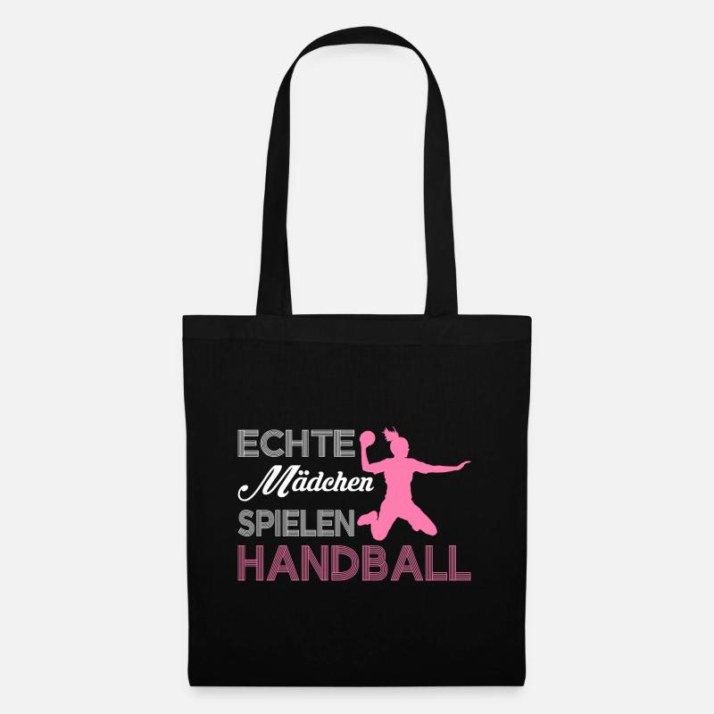 Echte Maedchen spielen Handball Geschenk - Stoffbeutel - Schwarz