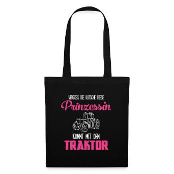 Vergiss die Kutsche Prinzessin Traktor Geschenk - Stoffbeutel - Schwarz - Vorne