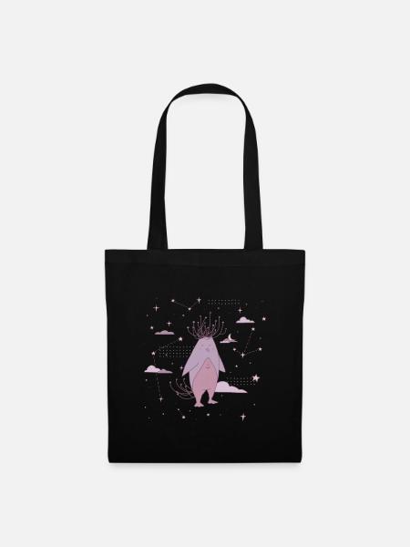 Pingouin violet entre les étoiles - Sac en tissu - noir