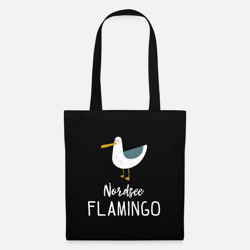 Nordsee Flamingo Möwe Geschenk - Stoffbeutel - Schwarz