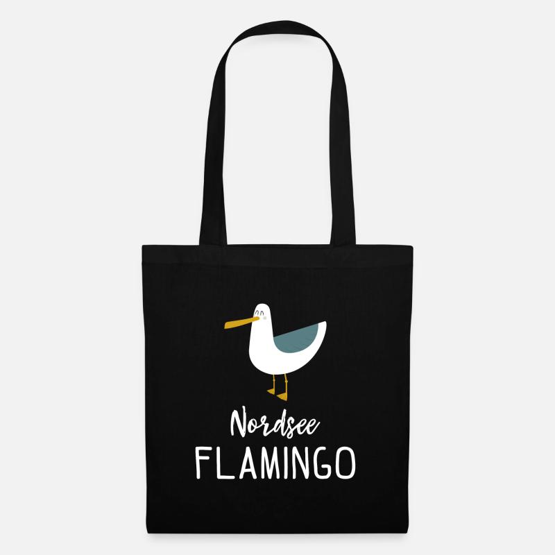 Nordsee Flamingo Möwe Geschenk - Stoffbeutel - Schwarz