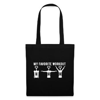 My Favourite Workout Wein Weinliebhaber Korkenzieh - Stoffbeutel - Schwarz - Vorne