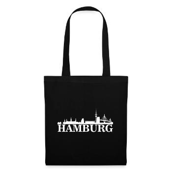 Hamburg Skyline Stadt Hamburger Souvenit T-Shirt - Stoffbeutel - Schwarz - Vorne