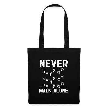 Never walk alone rider horse cat dog gift - Tote Bag - black - Front