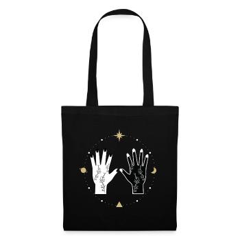 Universe Spiritual Tattoo Hands Moon Stars - Tote Bag - black - Front