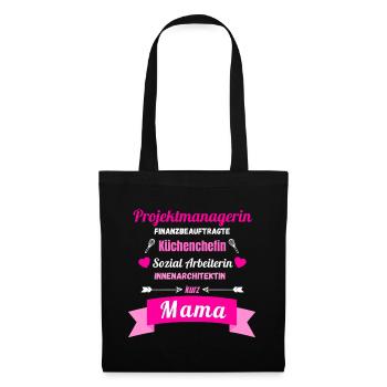 Multitasking Mama Muttertag Geschenk Sprüche - Stoffbeutel - Schwarz - Vorne