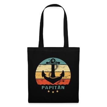 PAPITÄN Papa ist der Kapitän Vatertag Geschenkidee - Stoffbeutel - Schwarz - Vorne