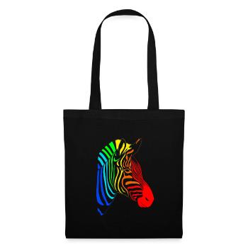 Farbiges Zebra - Stoffbeutel - Schwarz - Vorne