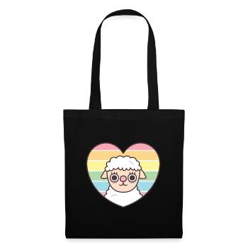 Cute Sheep Rainbow Heart Subtle Pride - Tote Bag - black - Front